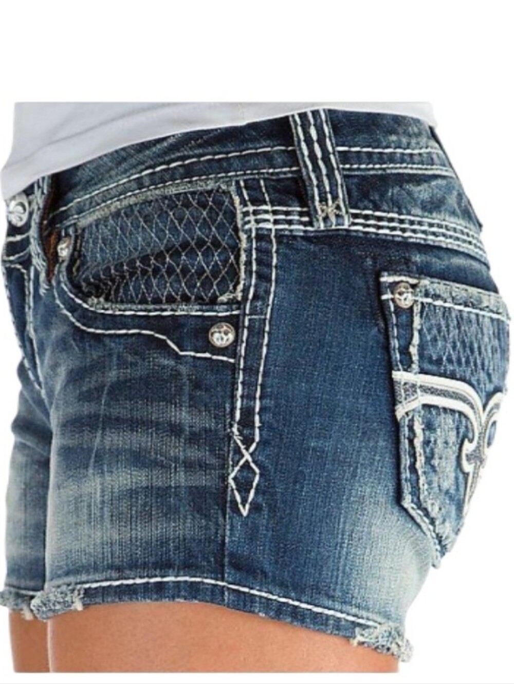 Rock Revival Ali Low-Rise Distressed Denim Shorts - Picture 2 of 9
